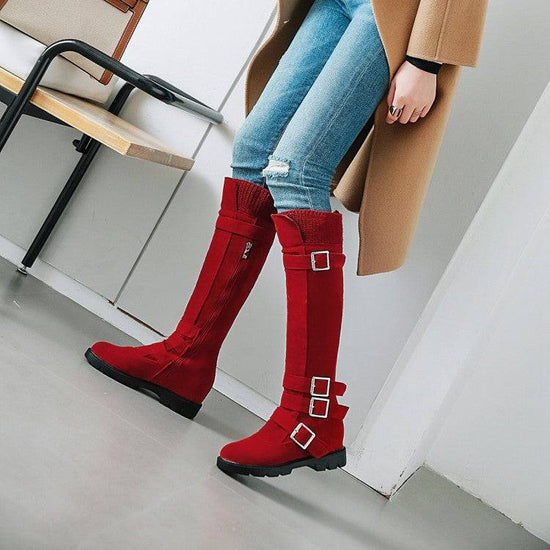 British Belt Buckle High Top Martin Boots Women - YLORESHOP
