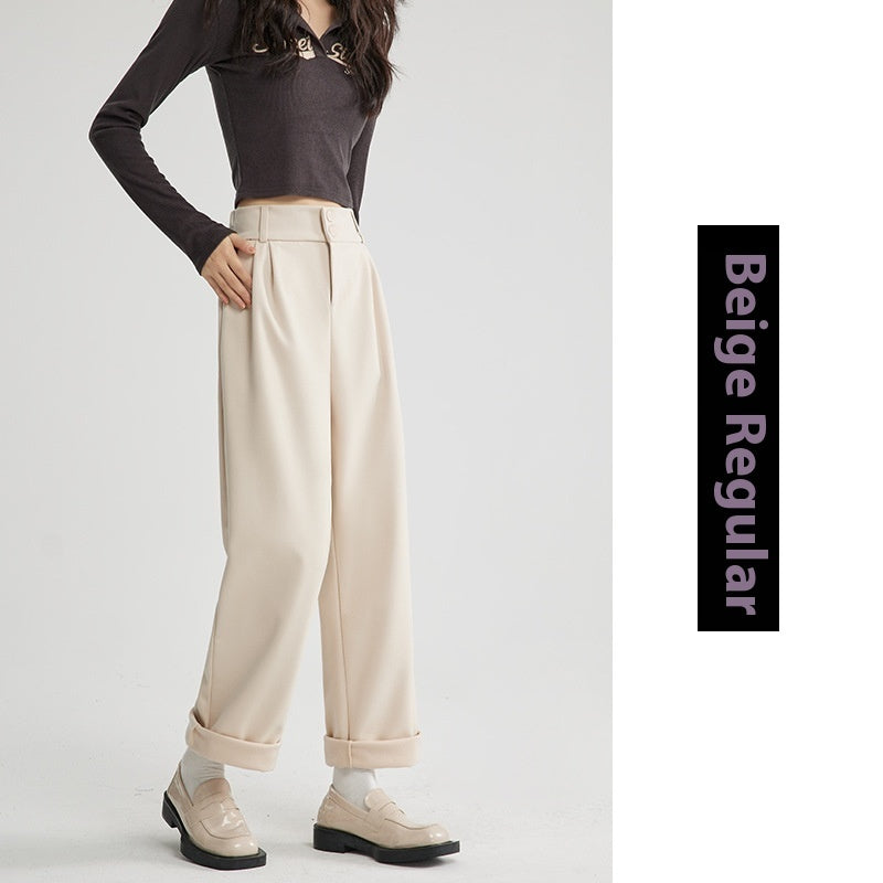 Straight Woolen Wide Leg Pants - YLORESHOP