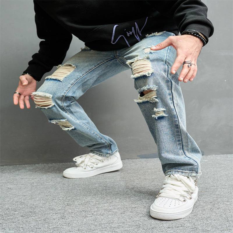 Jeans a gamba larga retrò casual da strada