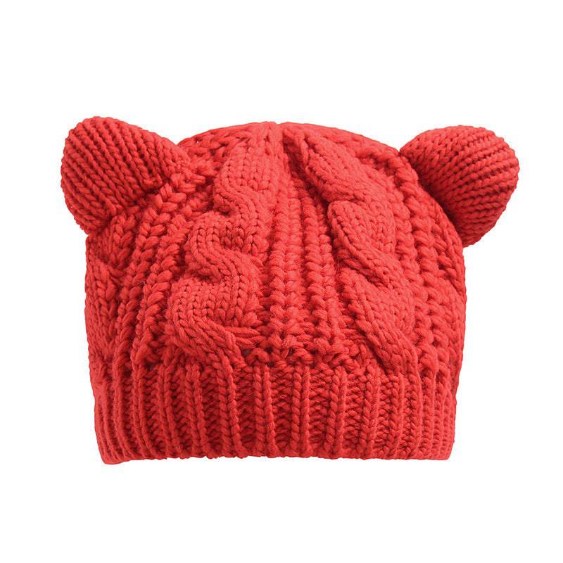 Hand Made 3D Cute Knitted Cat Ear Beanie For Winter - YLORESHOP