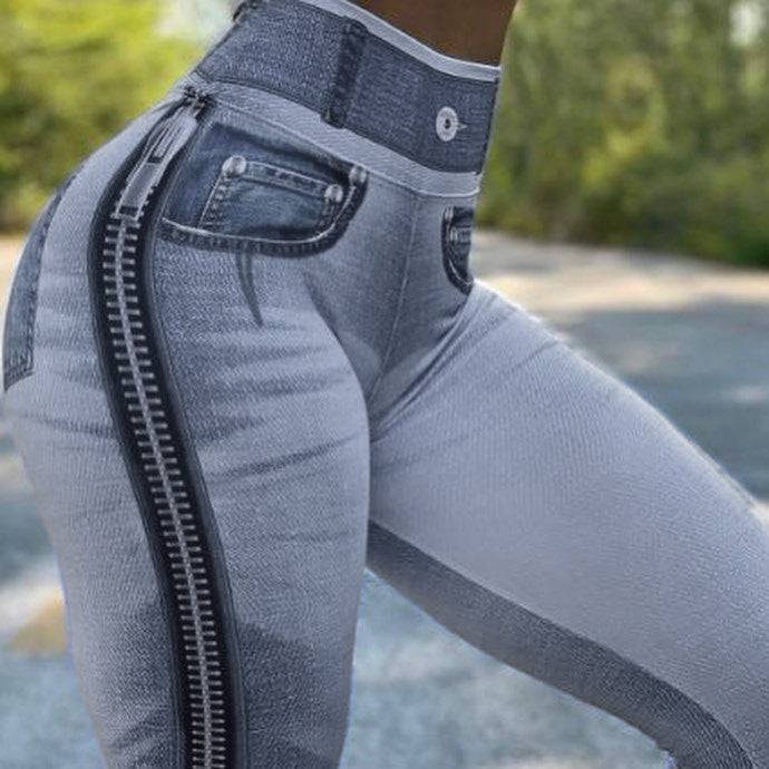 High Waist Fitness Pants For Women Close-fitting And Slim-fitting Denim Yoga Pants - YLORESHOP