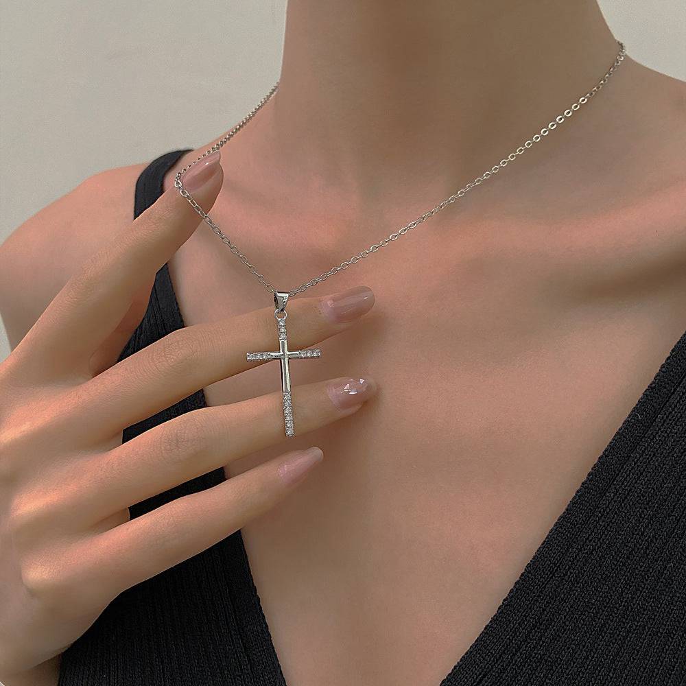 Diamond Cross Necklace Female Cross Pendant Clavicle Chain - YLORESHOP