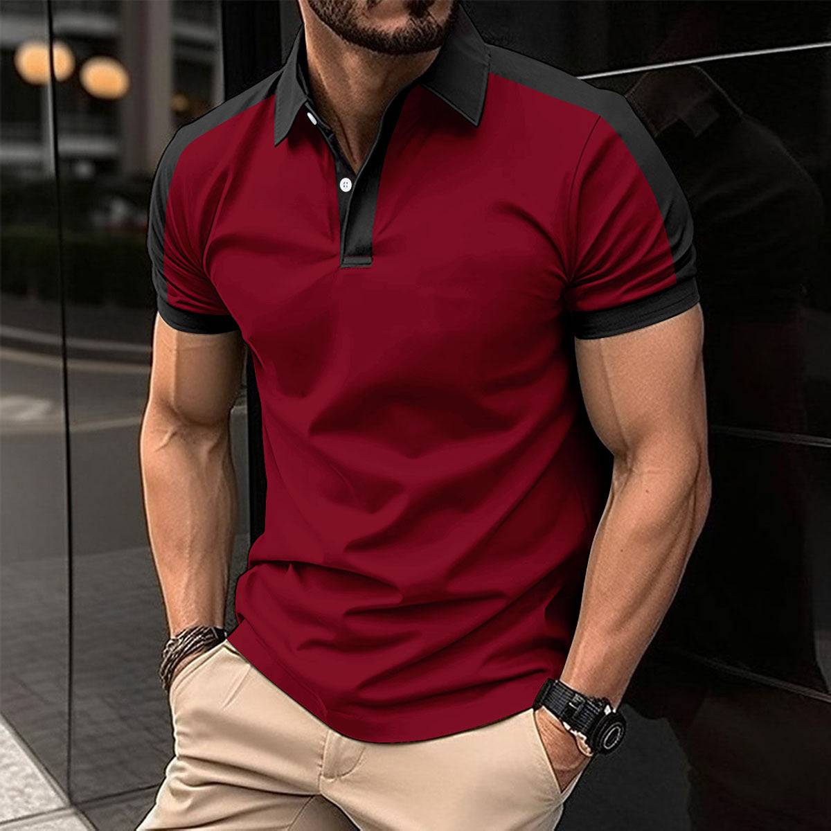 Camicia da lavoro a maniche corte da uomo, polo casual estiva