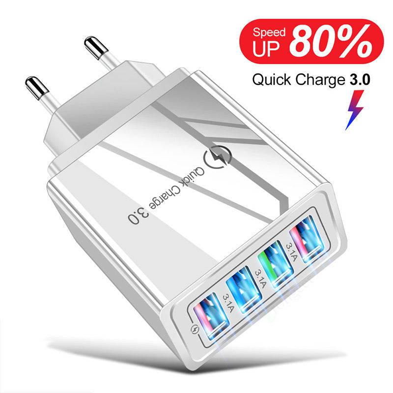 Caricatore USB Quick Charge 3.0 4 Adattatore telefonico per tablet Caricabatterie mobile da parete portatile Caricatore rapido