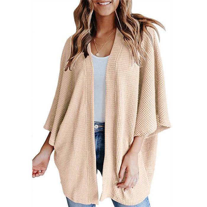 Bat Sleeve Waffle Gerson Women's Cardigan - YLORESHOP