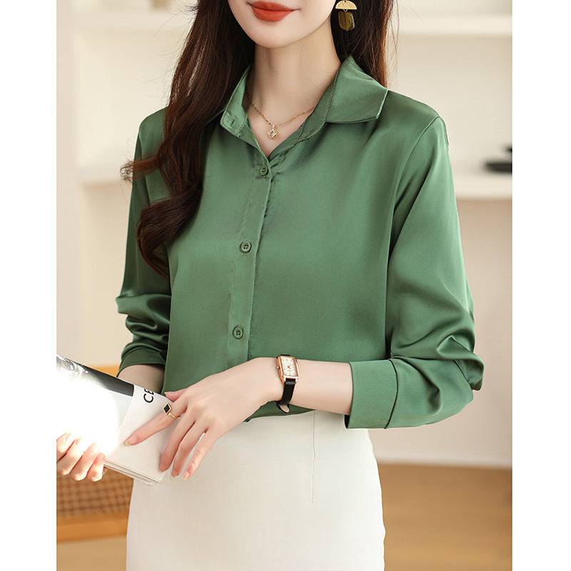 High-grade Non-ironing Anti-wrinkle Shirt Women's Solid Color Acetate Shirt - YLORESHOP