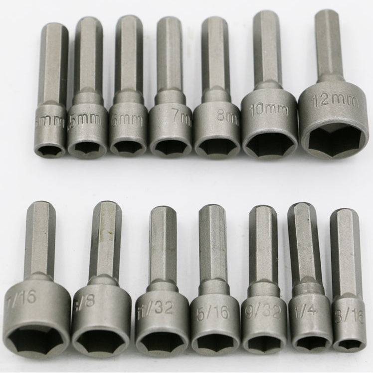 14pcs Power Nut Driver Set Dual Sae Metric Bit Mm And Standard Shank Quick Change Power Nut Driver Bit Set Nutdrivers