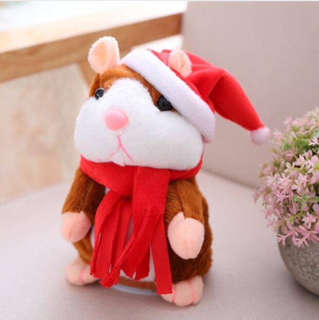 16cm Christmas Talking Hamster Plush Toy Interactive Sound Record Plush Hamster Stuffed Toys for Children Kids Christmas Gift - YLORESHOP