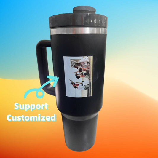 Personalized DIY Straw Coffee Insulation Cup With Handle Portable Car Stainless Steel Water Bottle Large Capacity Travel BPA Free Thermal Mug - YLORESHOP