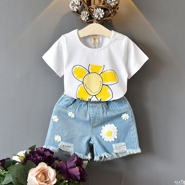 Girls two-piece summer children's clothing girls short-sleeved T-shirt - YLORESHOP