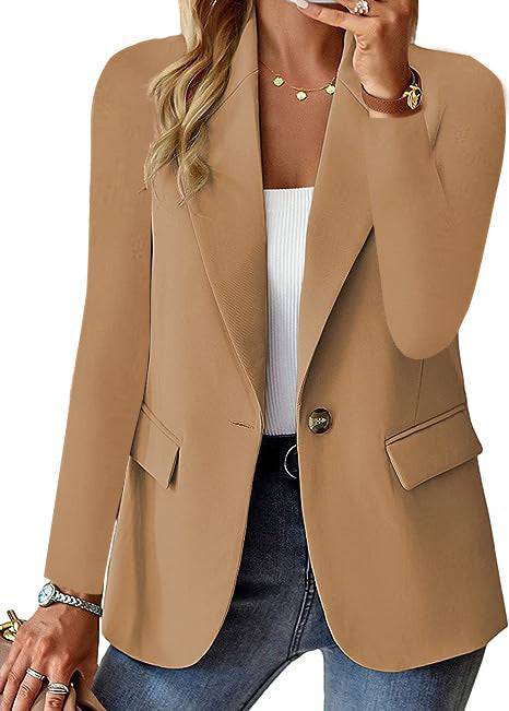 Polyester Autumn Long Sleeve Solid Color Cardigan Small Suit Jacket For Women - YLORESHOP