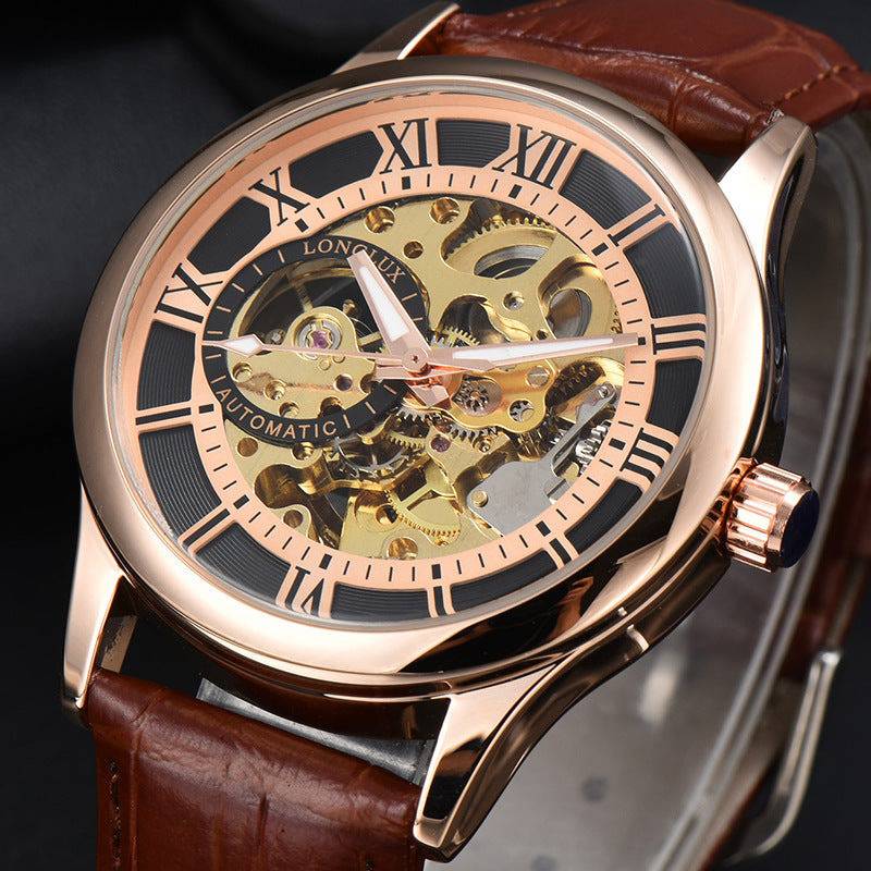 Men's Mechanical Watch Roman Scale Waterproof Fashion Business - YLORESHOP