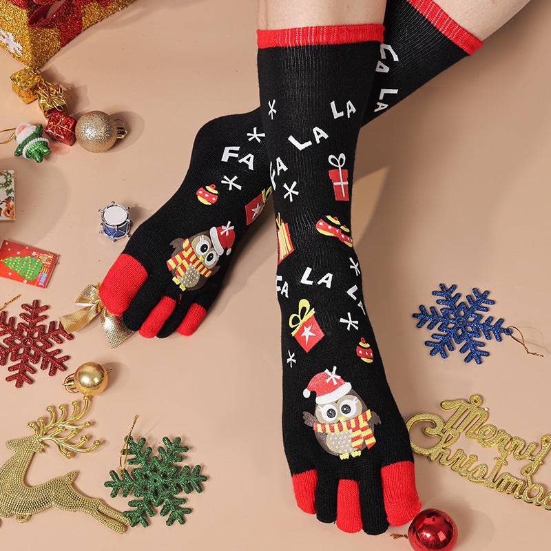 Cute Christmas Five-finger Socks Winter Elastic Sweat-absorbent Split-toe Socks For Women - YLORESHOP