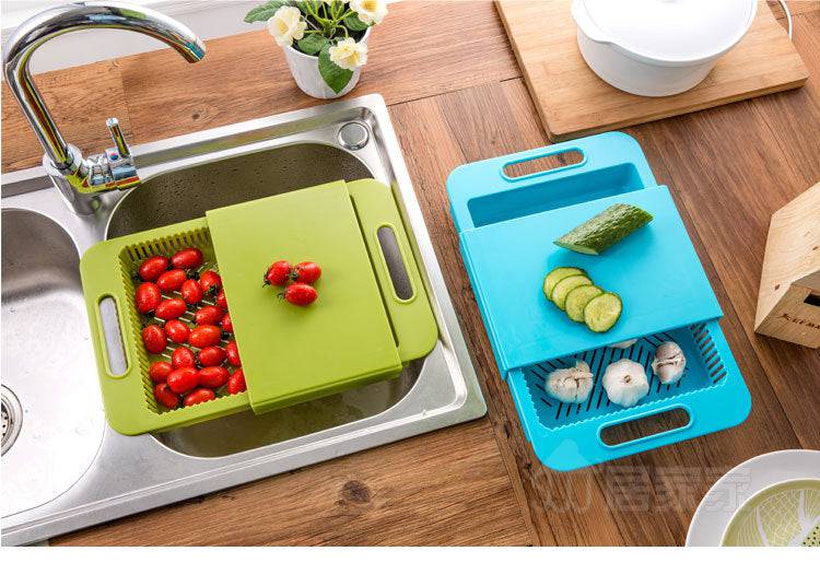 Multifunction Kitchen Chopping Blocks Sinks Drain Basket Cutting Board Vegetable Meat Tools Kitchen Accessories Chopping Board - YLORESHOP