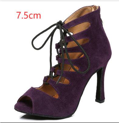 Black And Red Medium High Heels Soft Sole Modern Dance - YLORESHOP