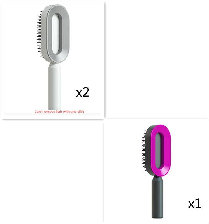 Self Cleaning Hair Brush For Women One-key Cleaning Hair Loss Airbag Massage Scalp Comb Anti-Static Hairbrush - YLORESHOP