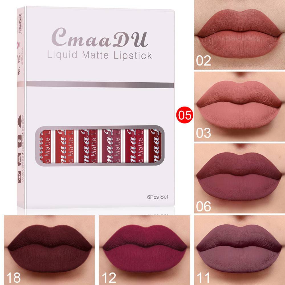 6 Boxes Of Matte Non-stick Cup Waterproof Lipstick Long Lasting Lip Gloss - YLORESHOP