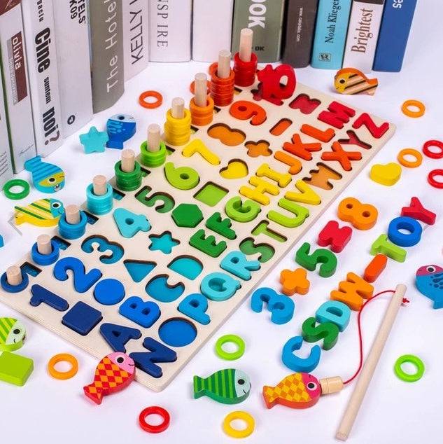 Puzzle per bambini con numeri di alfabeto 3D Giocattolo educativo con lettera digitale geometrica colorata per bambini