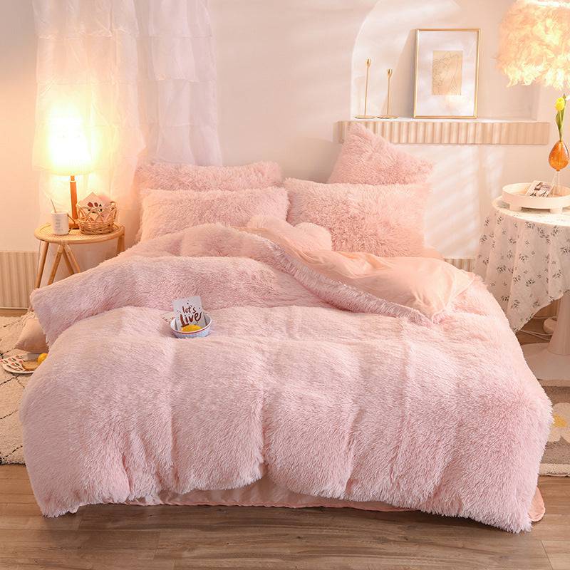 Luxury Thick Fleece Duvet Cover Queen King Winter Warm Bed Quilt Cover Pillowcase Fluffy Plush Shaggy Bedclothes Bedding Set Winter Body Keep Warm - YLORESHOP