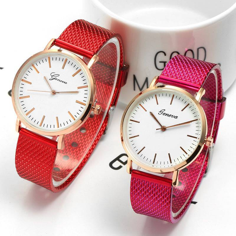 Geneva Watch Dial Plate Mesh Belt Female Minimalist Thin - YLORESHOP