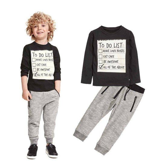 Abbigliamento per bambini per ragazzi Set Abbigliamento casual per neonato Primavera Autunno T-shirt in cotone a maniche lunghe Pantaloni 2 pezzi Completo per 3-7 anni