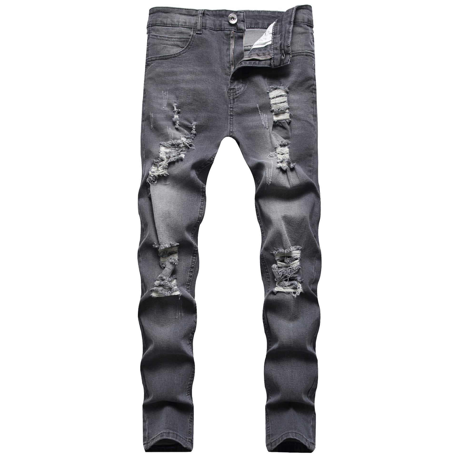 New Men's Ripped Matte White Slim-fit Denim Trousers Fashion - YLORESHOP