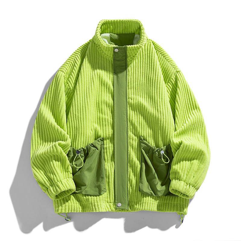 Corduroy Coat Men's Spring And Autumn Loose Plus Size Men's Clothing Plus-sized Plus-sized Fat Jacket Autumn Clothing - YLORESHOP