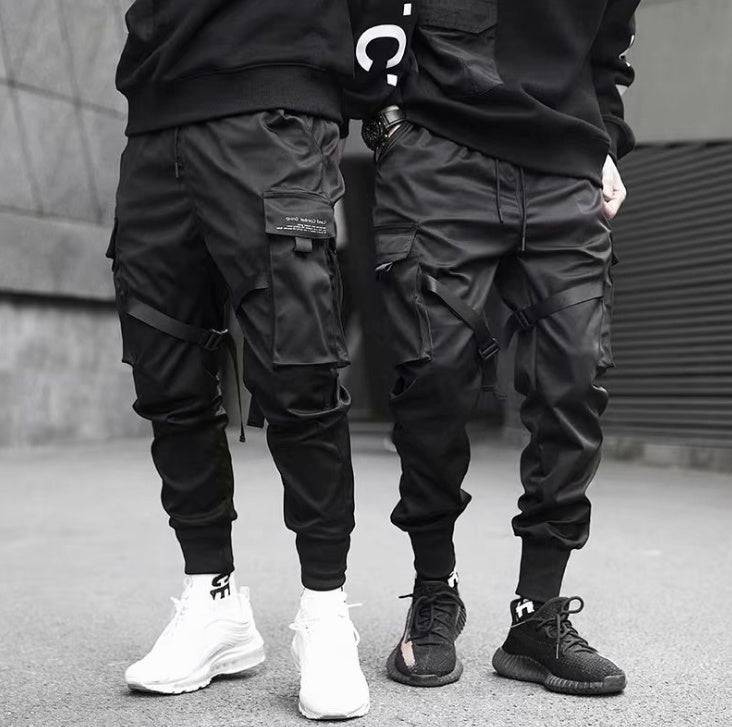 Nastri Harem Joggers Pantaloni cargo da uomo Streetwear Pantaloni sportivi in ​​cotone con tasche casual Hip Hop