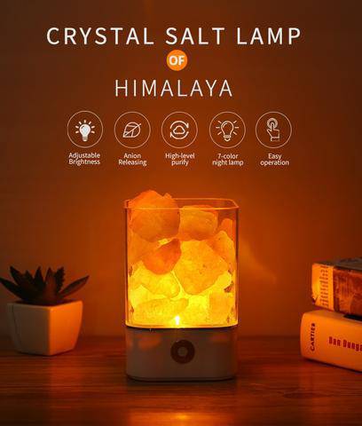 Lampada LED USB al sale dell'Himalaya con luce di cristallo