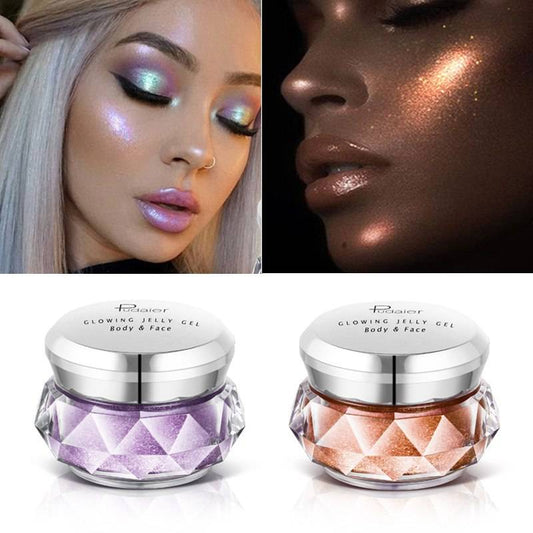 Face Highlighter Jelly Gel Mermaid Eyeshadow Glow Body Glitter Festival Makeup Iluminador Gold Liquid Highlighter Bronzer - YLORESHOP