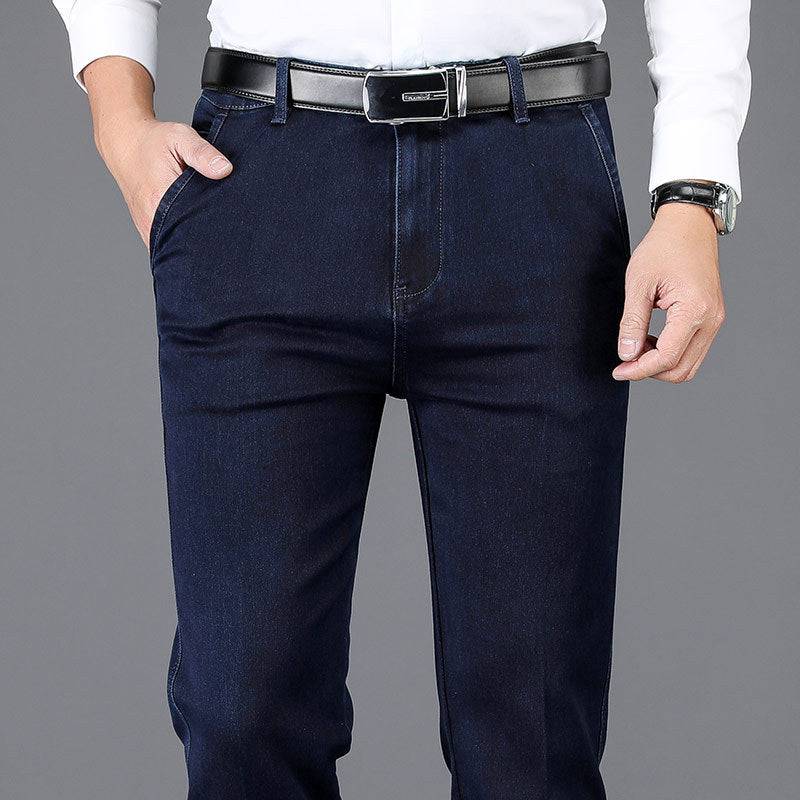 Pantaloni da uomo casual elasticizzati Jeans dritti a vita alta