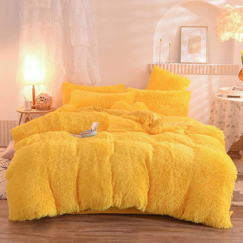 Luxury Thick Fleece Duvet Cover Queen King Winter Warm Bed Quilt Cover Pillowcase Fluffy Plush Shaggy Bedclothes Bedding Set Winter Body Keep Warm - YLORESHOP