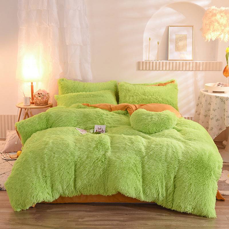 Luxury Thick Fleece Duvet Cover Queen King Winter Warm Bed Quilt Cover Pillowcase Fluffy Plush Shaggy Bedclothes Bedding Set Winter Body Keep Warm - YLORESHOP