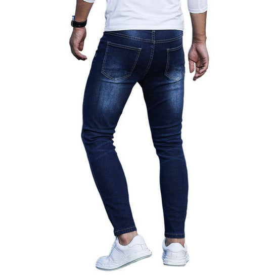 Men's Blue Stretch Skinny Denim Pants - YLORESHOP