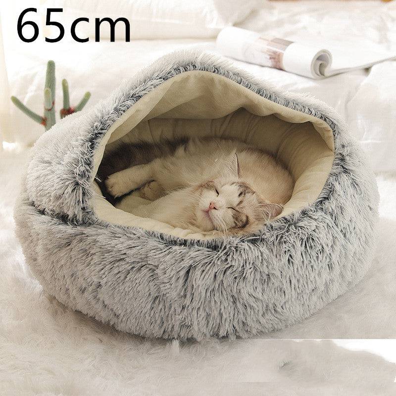 Letto invernale per cani e gatti 2 in 1 Letto invernale per animali domestici Letto rotondo in peluche caldo Letto per animali domestici in morbido peluche lungo Prodotti per animali domestici