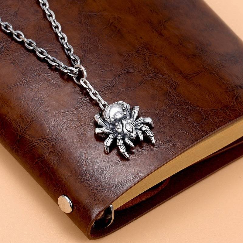 S925 Sterling Silver Spider Pendant Men's Hip Hop Fashion Necklace Pendant Retro Ornament - YLORESHOP