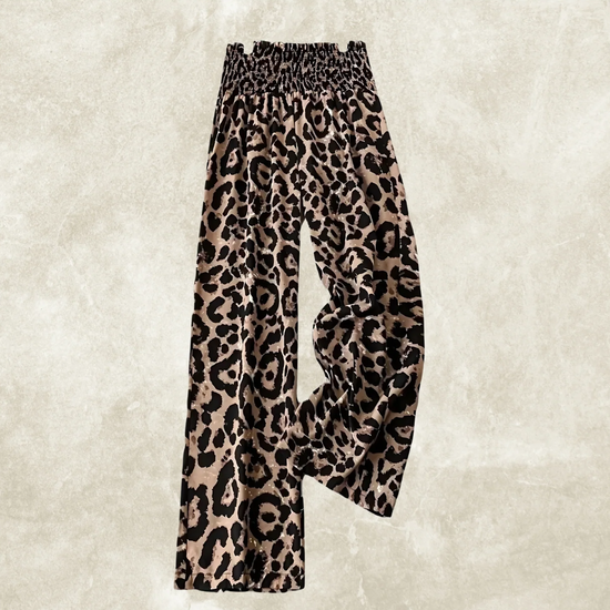 Leopard Print Floral Print Casual Pants Elastic Waist - YLORESHOP