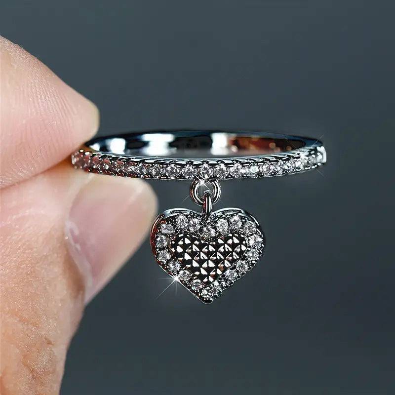 Love Pendant Ring Female Exquisite Micro Inlaid - YLORESHOP