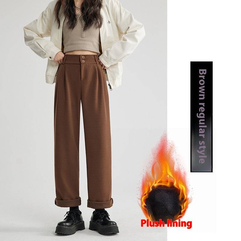 Straight Woolen Wide Leg Pants - YLORESHOP