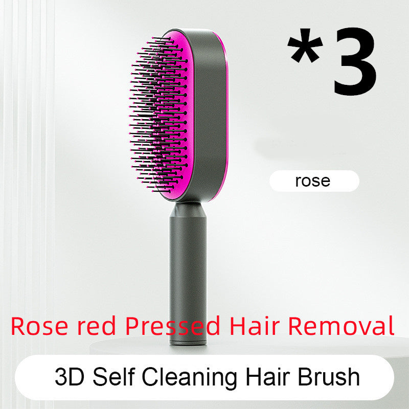 Self Cleaning Hair Brush For Women One-key Cleaning Hair Loss Airbag Massage Scalp Comb Anti-Static Hairbrush - YLORESHOP