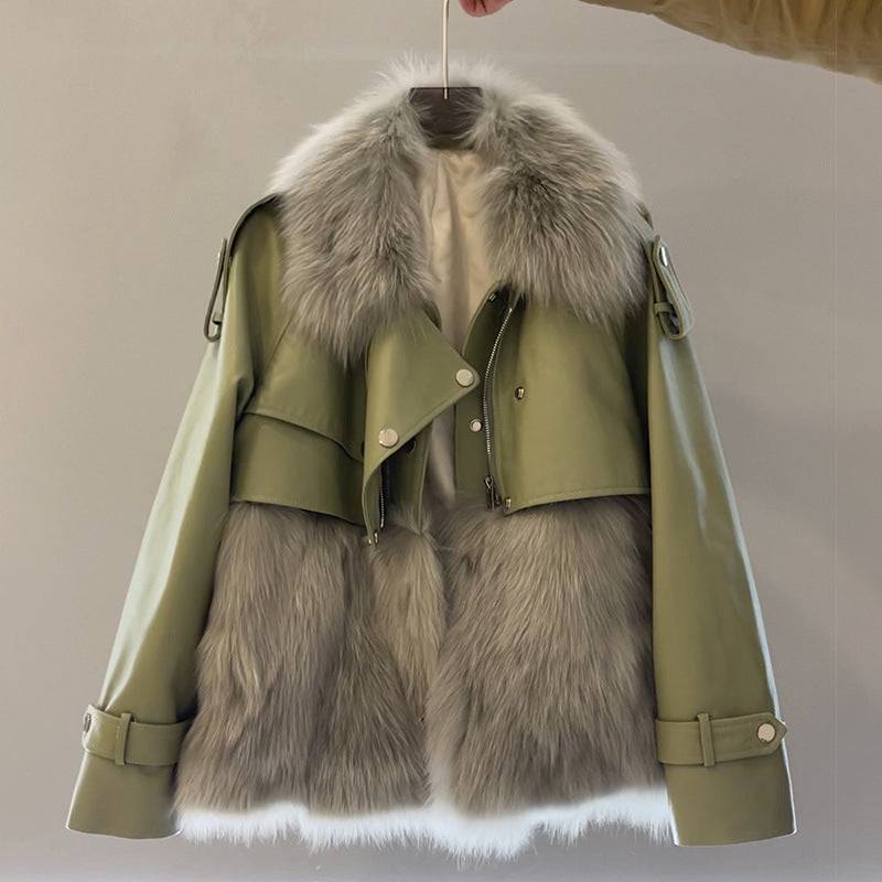 Women's Fashion Personality Stitching Fur Coat - YLORESHOP