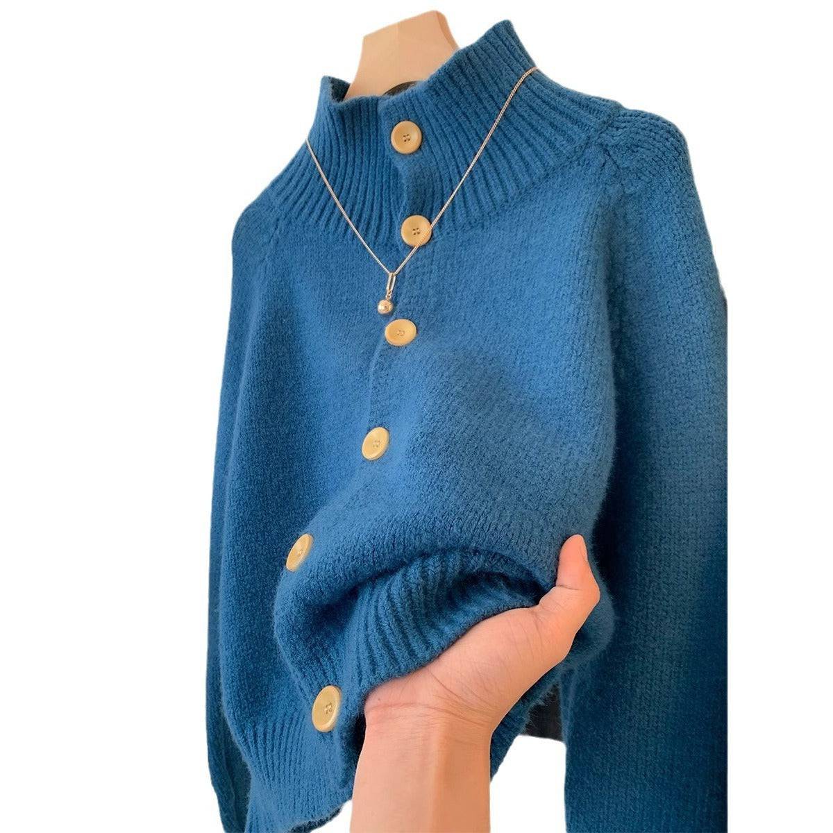 High Collar Soft Glutinous Cropped Sweater Coat - YLORESHOP