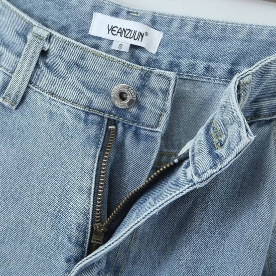 High Waist Loose Boyfriend Style Cargo Jeans - YLORESHOP