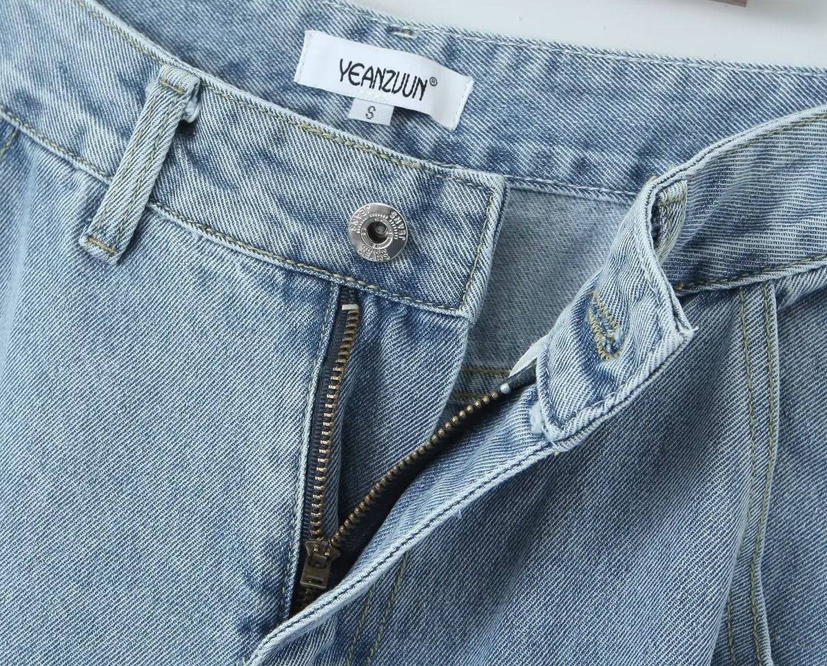 Jeans cargo larghi stile fidanzato a vita alta