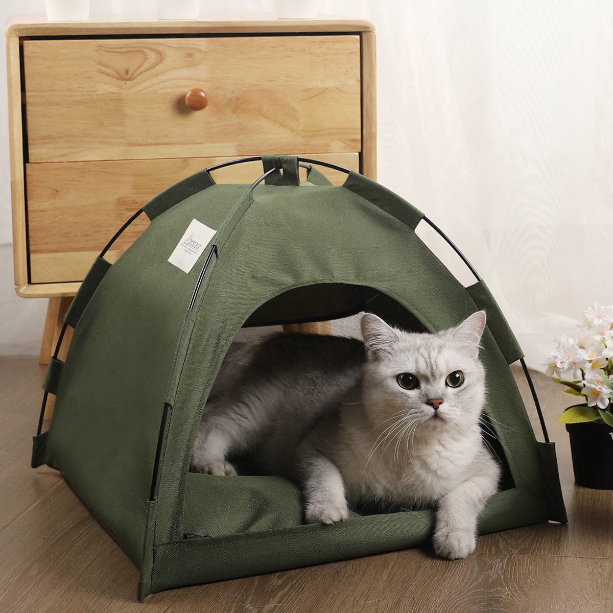 Cat Tent Cooling Mat Dog House Pet Sofa Camping Dog Bed With Cushion For Dog Kennel Indoor Cat Nest Cat Bed Pets Products