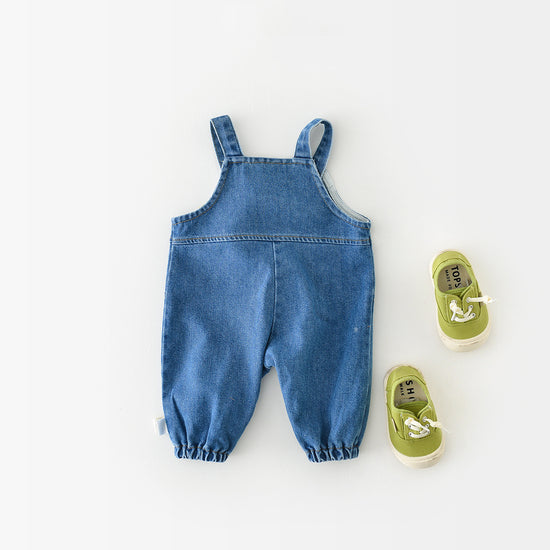 Boys' Fashion Simple Denim Backpack Pants - YLORESHOP