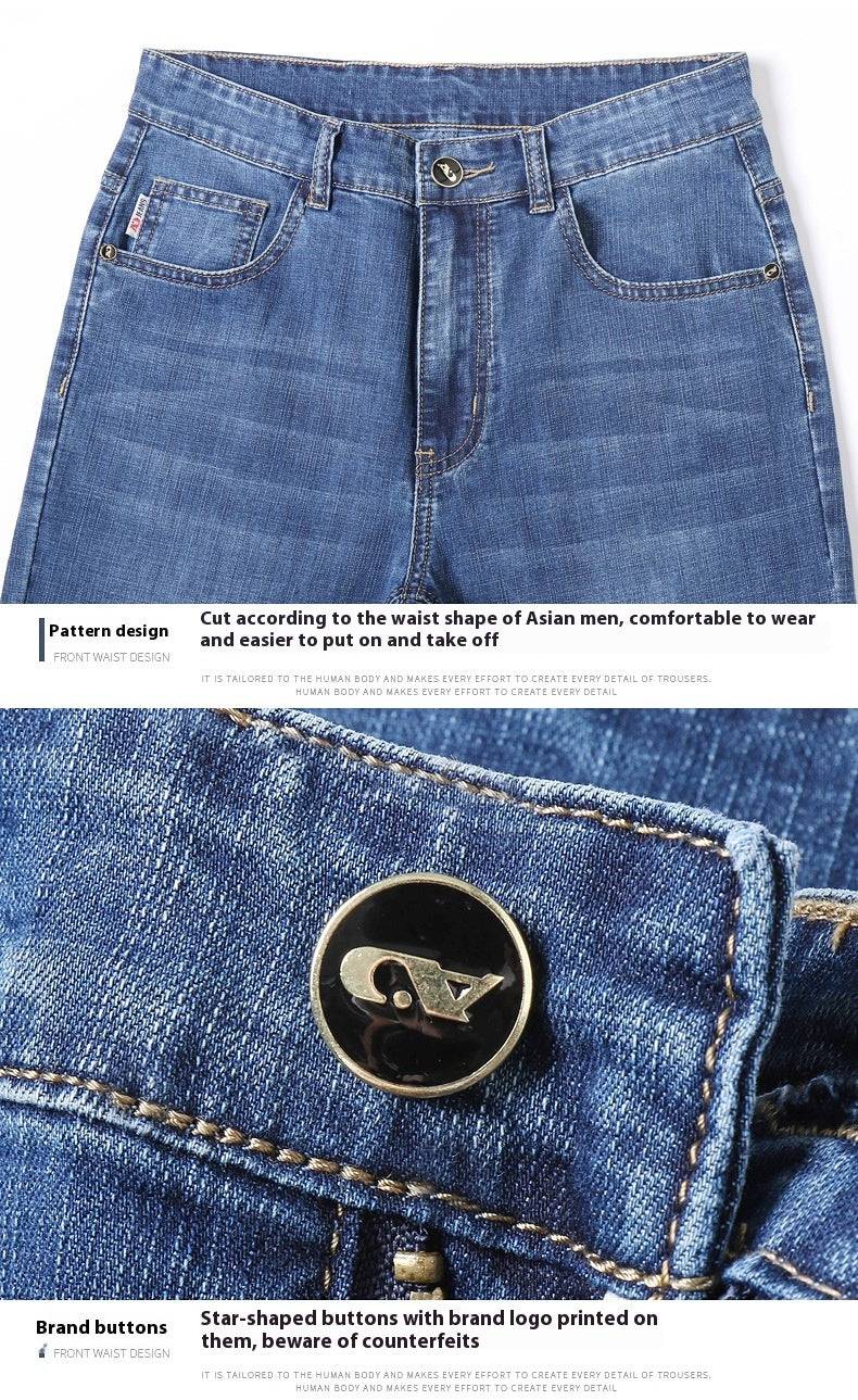 Jeans estivi da uomo a gamba dritta ampia