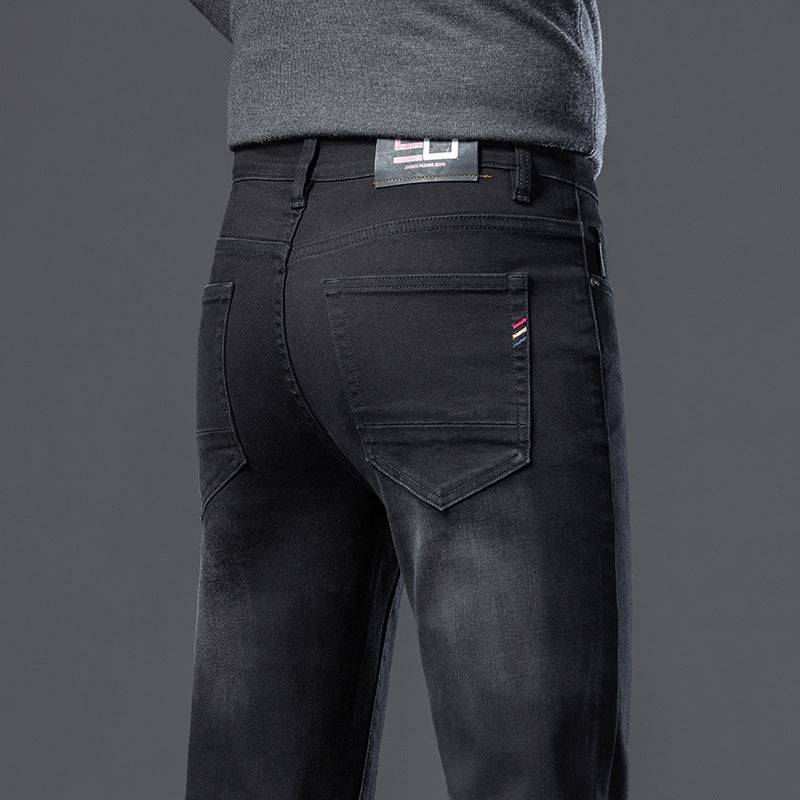 Jeans imbottiti in pile da uomo dritto slim elastico ispessimento