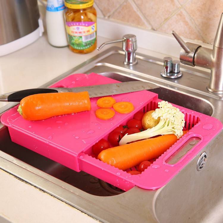 Multifunction Kitchen Chopping Blocks Sinks Drain Basket Cutting Board Vegetable Meat Tools Kitchen Accessories Chopping Board - YLORESHOP