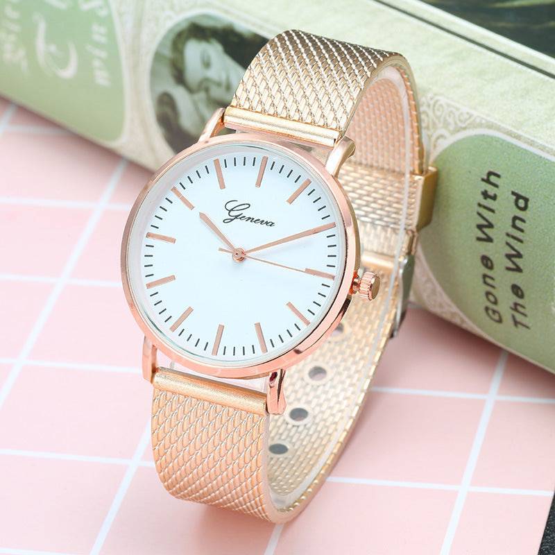 Geneva Watch Dial Plate Mesh Belt Female Minimalist Thin - YLORESHOP